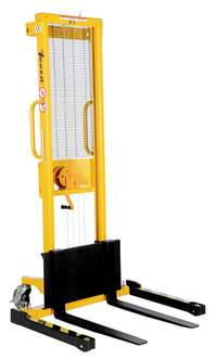 Thumbnail for Steel Stacker with Adjustable Manual Hand Winch 770 Lb. Capacity Black / Yellow
