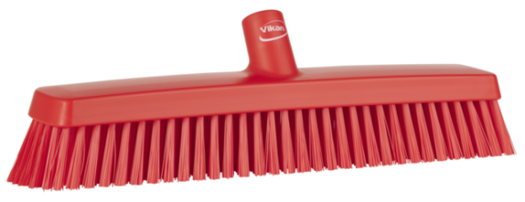 Heavy-Duty Push Broom, 16.5", Soft/stiff, Red