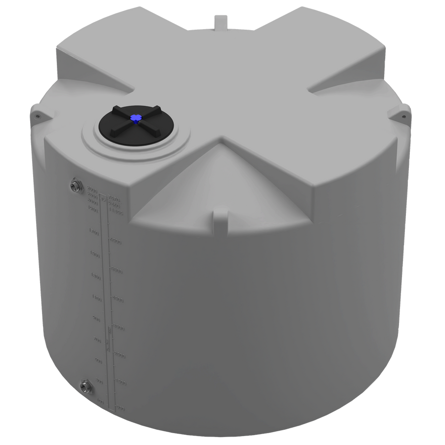 2000 GAL PROCHEM® PLUS POTABLE WATER TANK - LPE 1.0 FDA - GRAY  - DIA 95" x HGT 75" - LID 16" - BH FITTING T 1.5” / B 2” 