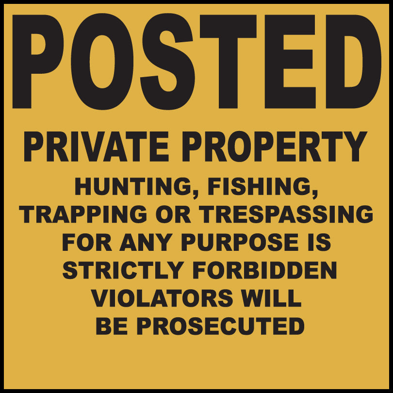 Zing Agriculture Sign, Posted Private Property, 11" x 11", Recycled Plastic