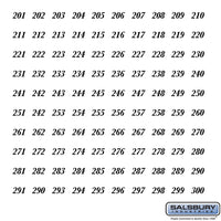 Thumbnail for Numbers - Self Adhesive Sheet of (100) - for Brass Style Mailboxes - 201 to 300 Series