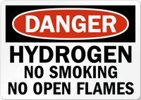 Thumbnail for Danger Sign, Hydrogen No Smoking No Open Flames, Aluminum