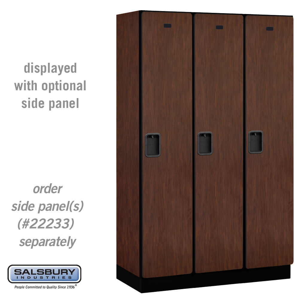 15" Wide Single Tier Designer Wood Locker - 3 Wide - 6 Feet High - 18 Inches Deep - Mahogany