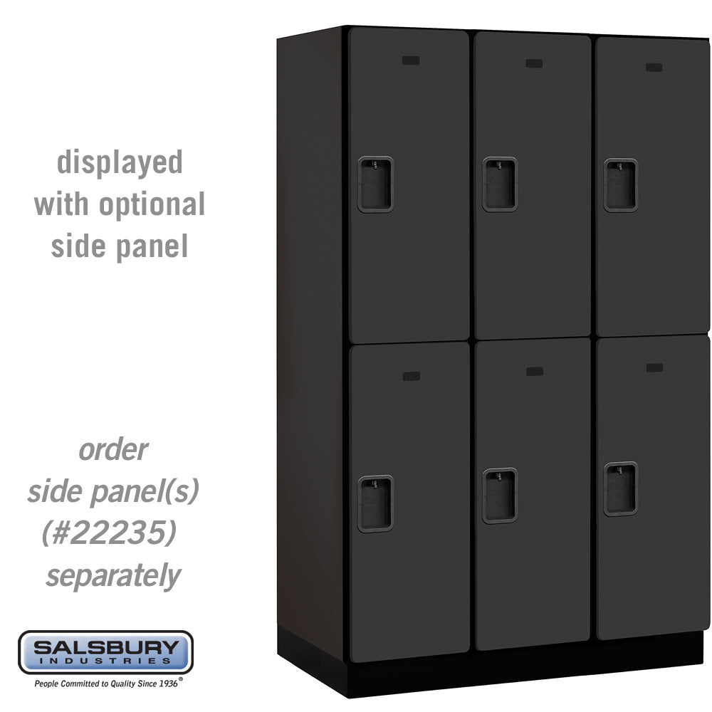 15" Wide Double Tier Designer Wood Locker - 3 Wide - 6 Feet High - 21 Inches Deep - Black