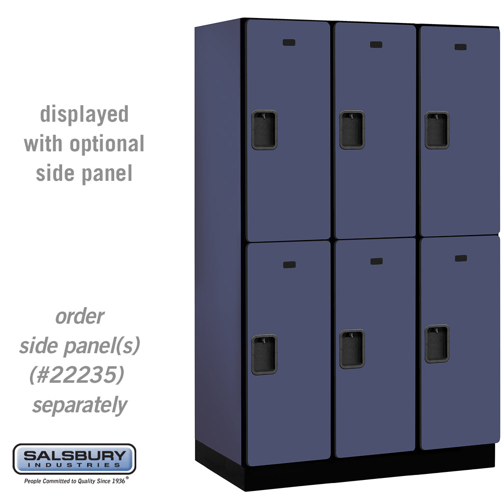 15" Wide Double Tier Designer Wood Locker - 3 Wide - 6 Feet High - 21 Inches Deep - Blue