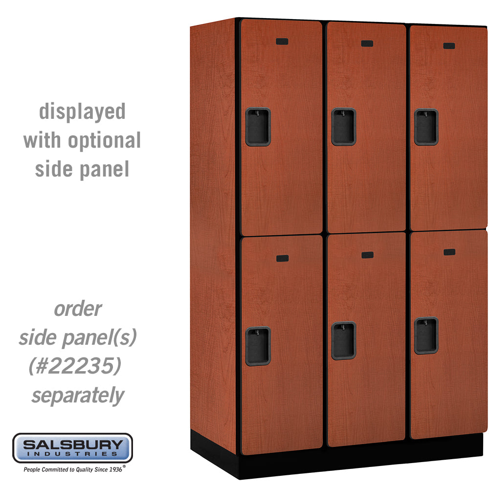 15" Wide Double Tier Designer Wood Locker - 3 Wide - 6 Feet High - 21 Inches Deep - Cherry