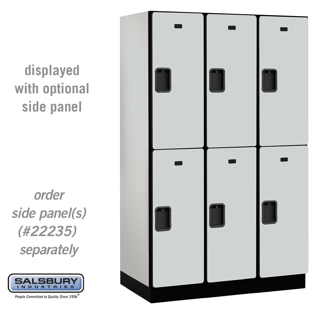 15" Wide Double Tier Designer Wood Locker - 3 Wide - 6 Feet High - 21 Inches Deep - Gray