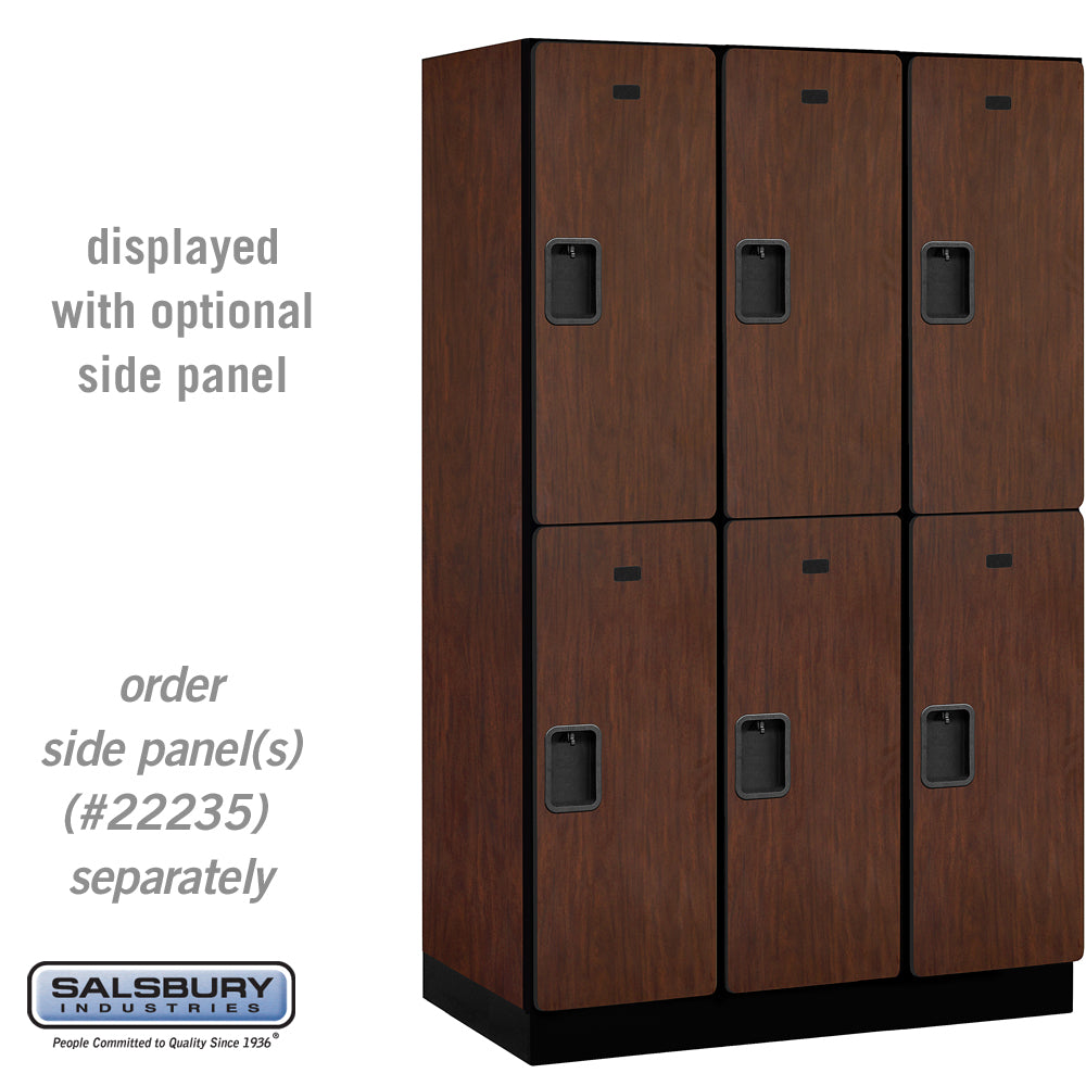 15" Wide Double Tier Designer Wood Locker - 3 Wide - 6 Feet High - 21 Inches Deep - Mahogany