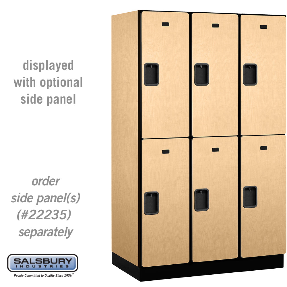 15" Wide Double Tier Designer Wood Locker - 3 Wide - 6 Feet High - 21 Inches Deep - Maple