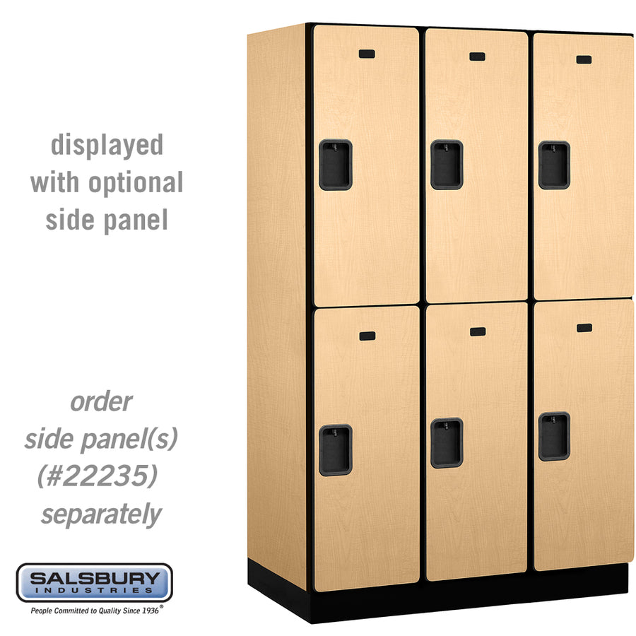 15" Wide Double Tier Designer Wood Locker - 3 Wide - 6 Feet High - 21 Inches Deep - Maple