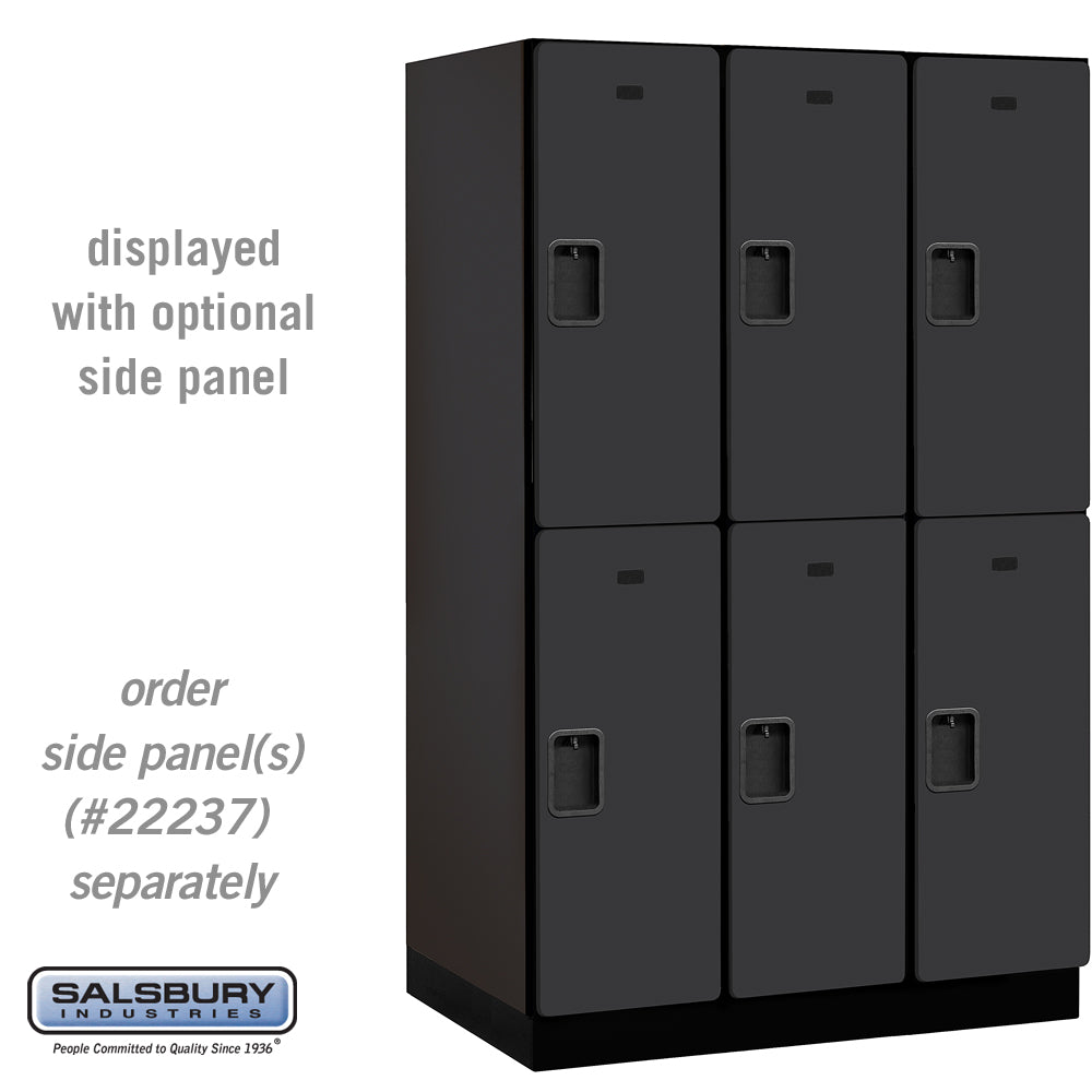 15" Wide Double Tier Designer Wood Locker - 3 Wide - 6 Feet High - 24 Inches Deep - Black