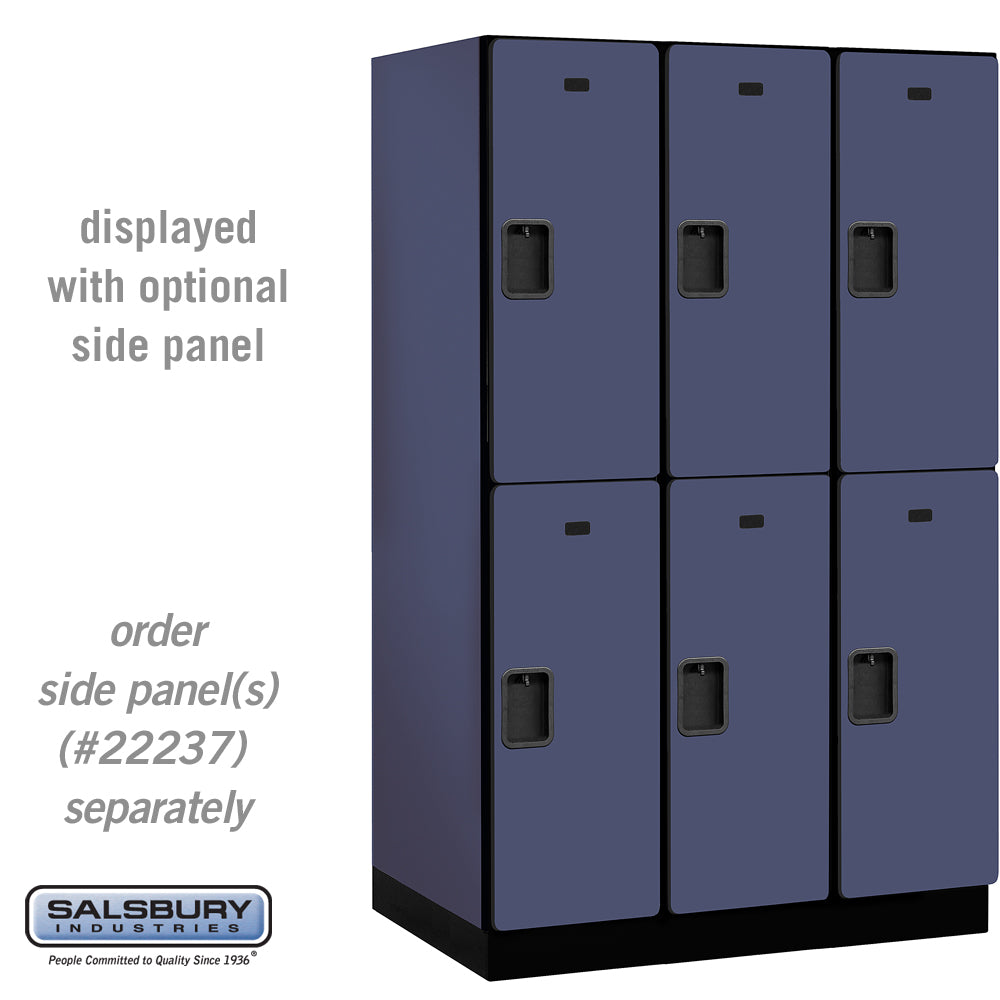 15" Wide Double Tier Designer Wood Locker - 3 Wide - 6 Feet High - 24 Inches Deep - Blue