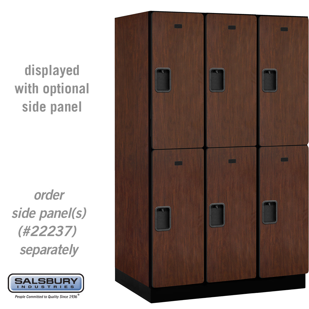 15" Wide Double Tier Designer Wood Locker - 3 Wide - 6 Feet High - 24 Inches Deep - Mahogany