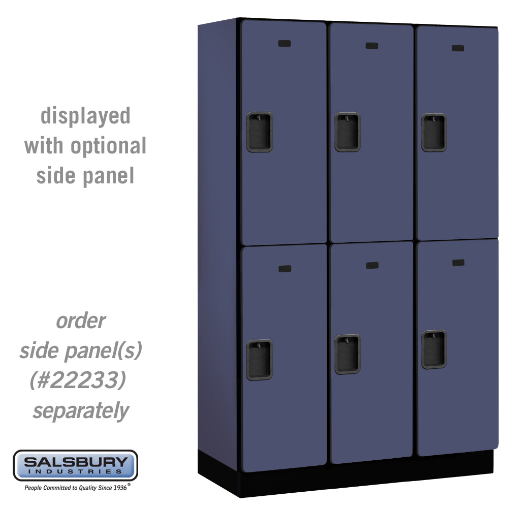 15" Wide Double Tier Designer Wood Locker - 3 Wide - 6 Feet High - 18 Inches Deep - Blue