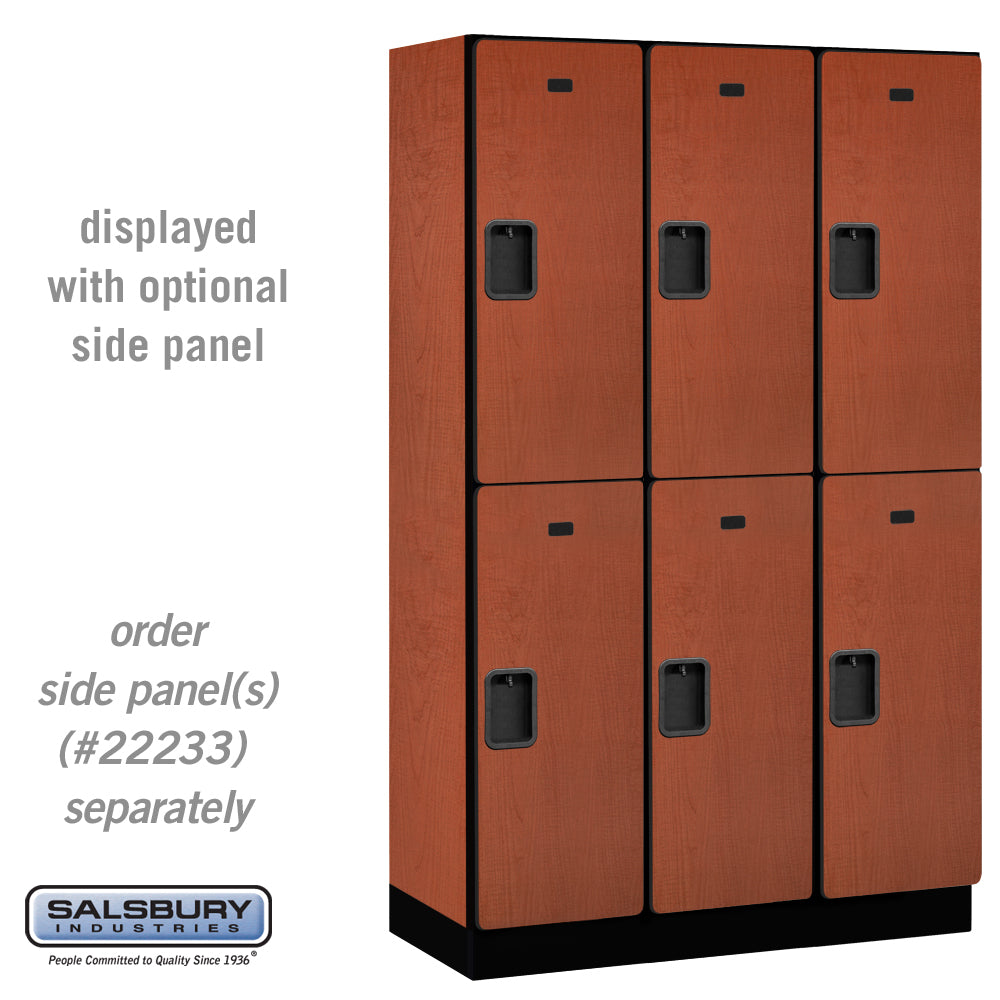 15" Wide Double Tier Designer Wood Locker - 3 Wide - 6 Feet High - 18 Inches Deep - Cherry