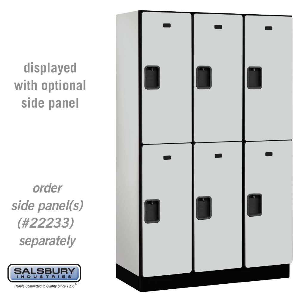 15" Wide Double Tier Designer Wood Locker - 3 Wide - 6 Feet High - 18 Inches Deep - Gray