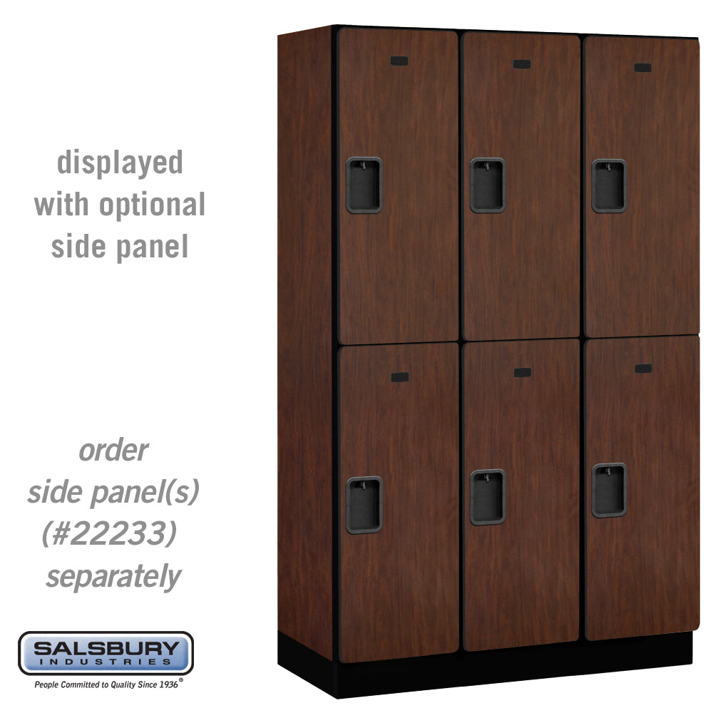 15" Wide Double Tier Designer Wood Locker - 3 Wide - 6 Feet High - 18 Inches Deep - Mahogany