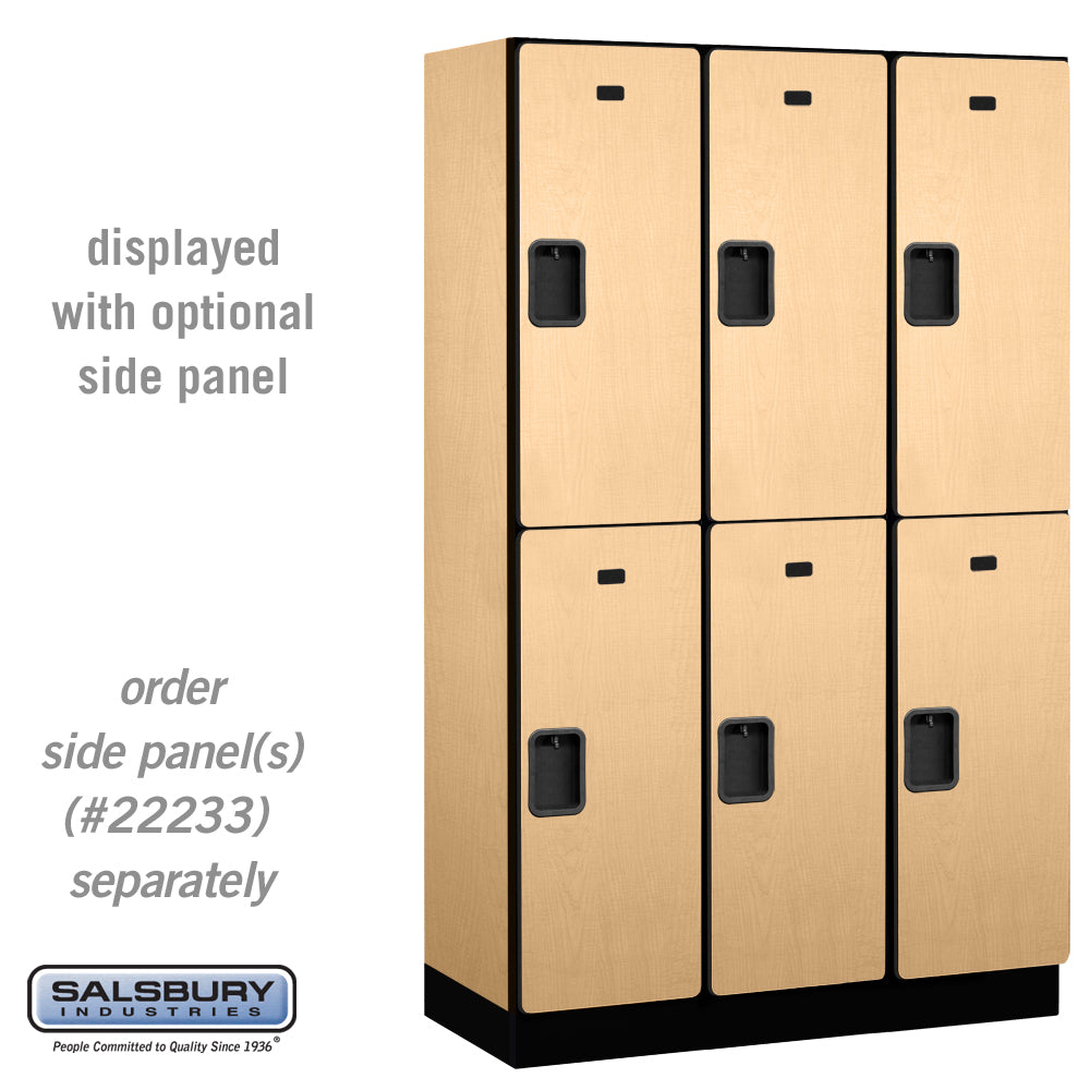 15" Wide Double Tier Designer Wood Locker - 3 Wide - 6 Feet High - 18 Inches Deep - Maple