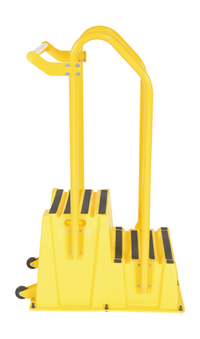 Thumbnail for Polyethylene Nestable with Hand and Back Rails Casters 2 Step 500 Lb. Capacity Yellow