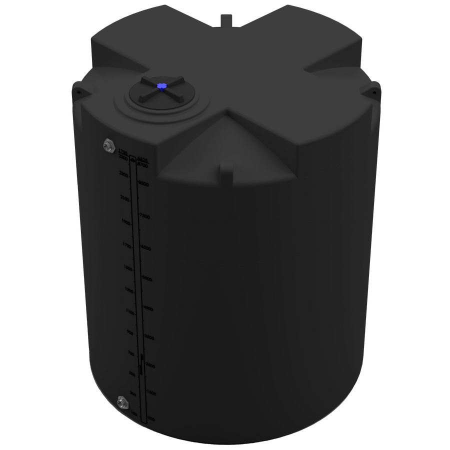 2300 GAL PROCHEM® PLUS POTABLE WATER TANK - LPE 1.0 FDA - BLACK  - DIA 87" x HGT 105" - LID 16" - BH FITTING T 1.5” / B 2” 