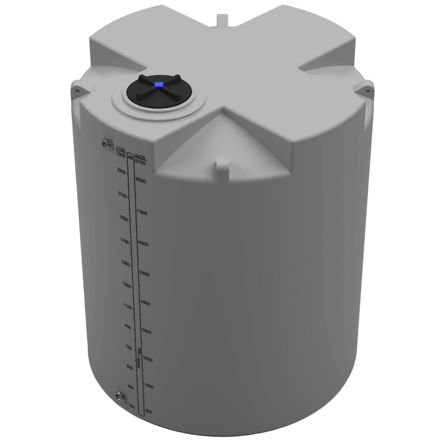 2300 GAL PROCHEM® PLUS POTABLE WATER TANK - LPE 1.0 FDA - GRAY  - DIA 87" x HGT 105" - LID 16" - BH FITTING T 1.5” / B 2” 