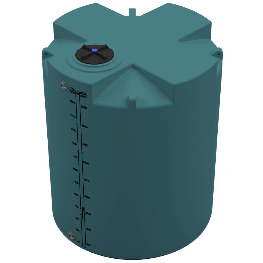 2300 GAL PROCHEM® PLUS POTABLE WATER TANK - LPE 1.0 FDA - GREEN  - DIA 87" x HGT 105" - LID 16" - BH FITTING T 1.5” / B 2” 