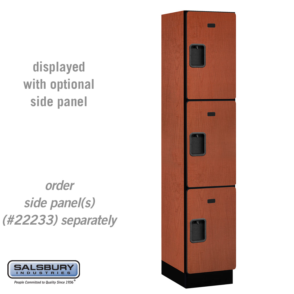 15" Wide Triple Tier Designer Wood Locker - 1 Wide - 6 Feet High - 18 Inches Deep - Cherry