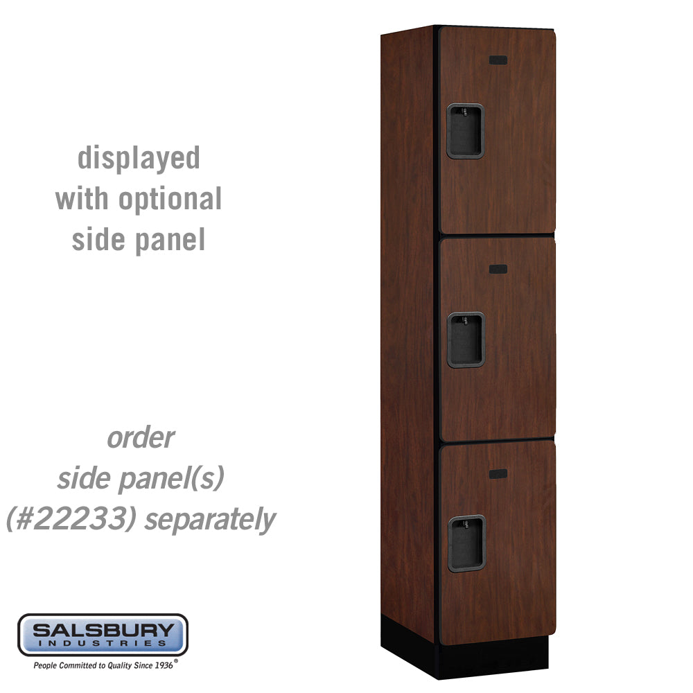 15" Wide Triple Tier Designer Wood Locker - 1 Wide - 6 Feet High - 18 Inches Deep - Mahogany