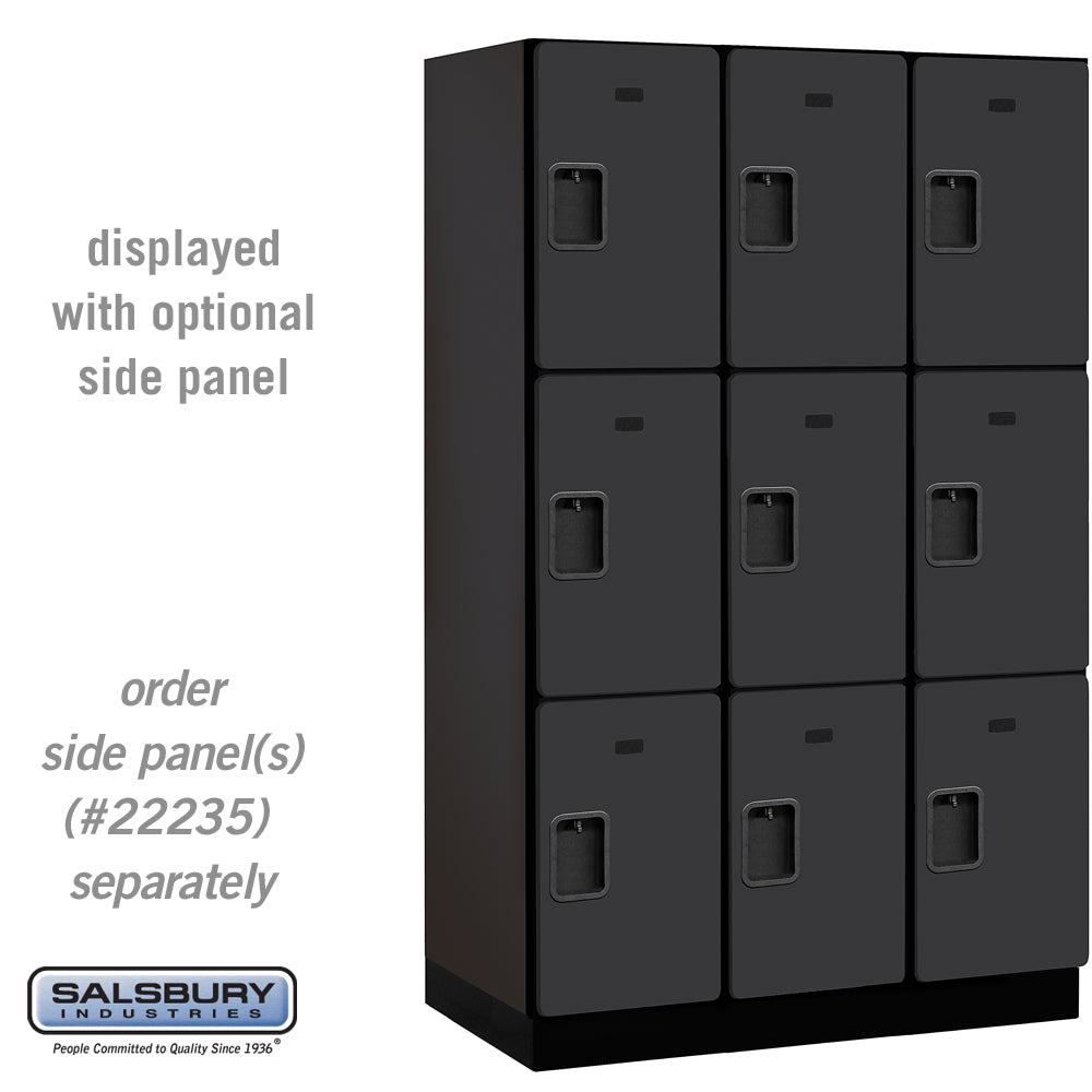 15" Wide Triple Tier Designer Wood Locker - 3 Wide - 6 Feet High - 21 Inches Deep - Black