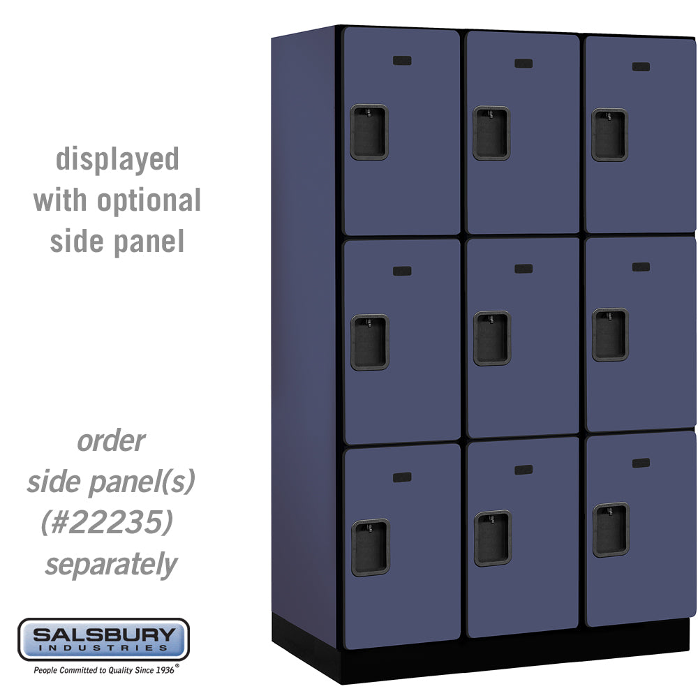 15" Wide Triple Tier Designer Wood Locker - 3 Wide - 6 Feet High - 21 Inches Deep - Blue