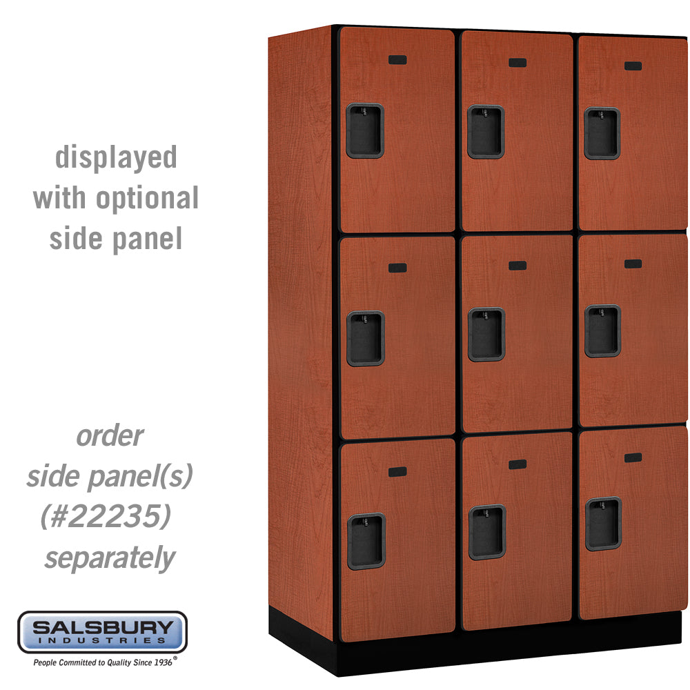 15" Wide Triple Tier Designer Wood Locker - 3 Wide - 6 Feet High - 21 Inches Deep - Cherry