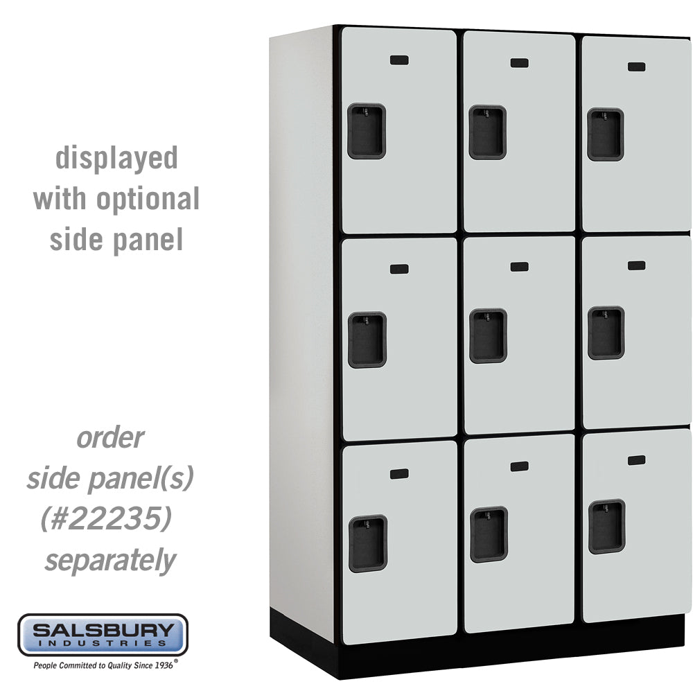 15" Wide Triple Tier Designer Wood Locker - 3 Wide - 6 Feet High - 21 Inches Deep - Gray