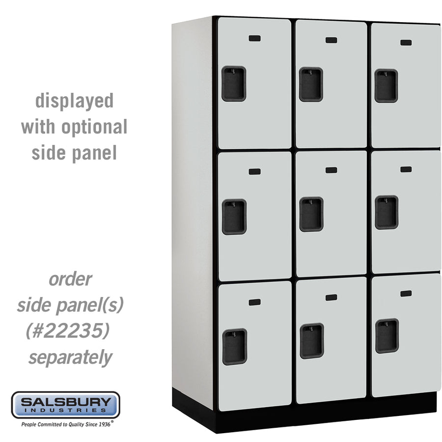 15" Wide Triple Tier Designer Wood Locker - 3 Wide - 6 Feet High - 21 Inches Deep - Gray