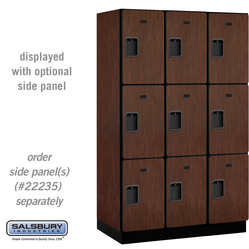 15" Wide Triple Tier Designer Wood Locker - 3 Wide - 6 Feet High - 21 Inches Deep - Mahogany