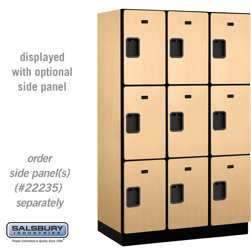 15" Wide Triple Tier Designer Wood Locker - 3 Wide - 6 Feet High - 21 Inches Deep - Maple