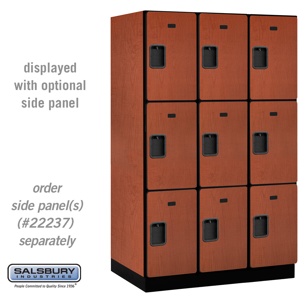 15" Wide Triple Tier Designer Wood Locker - 3 Wide - 6 Feet High - 24 Inches Deep - Cherry