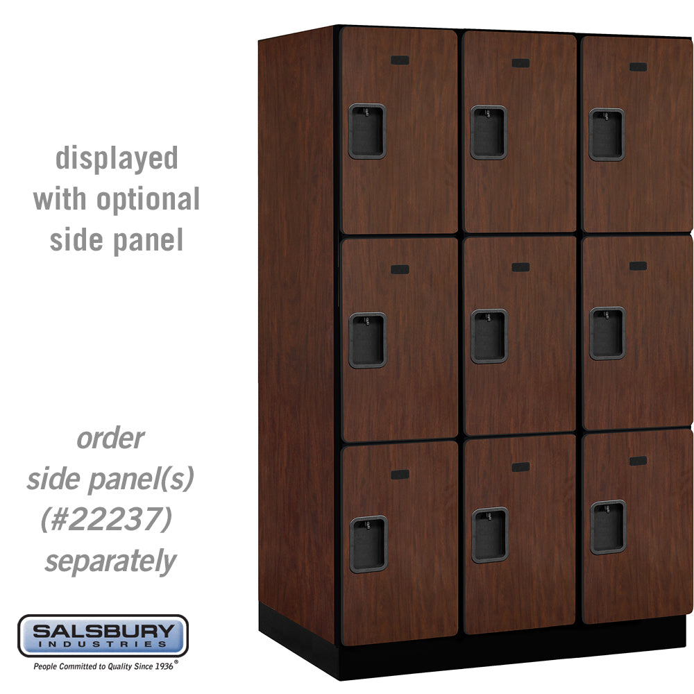 15" Wide Triple Tier Designer Wood Locker - 3 Wide - 6 Feet High - 24 Inches Deep - Mahogany