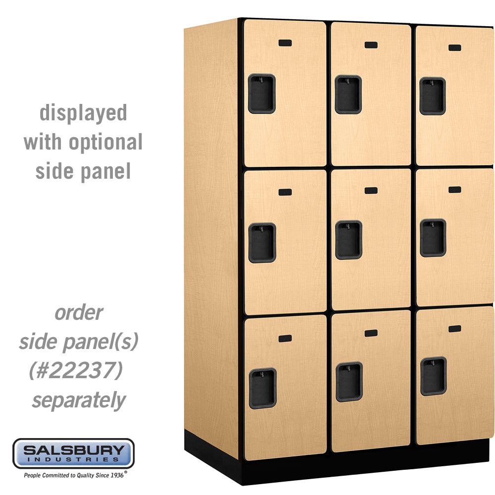 15" Wide Triple Tier Designer Wood Locker - 3 Wide - 6 Feet High - 24 Inches Deep - Maple