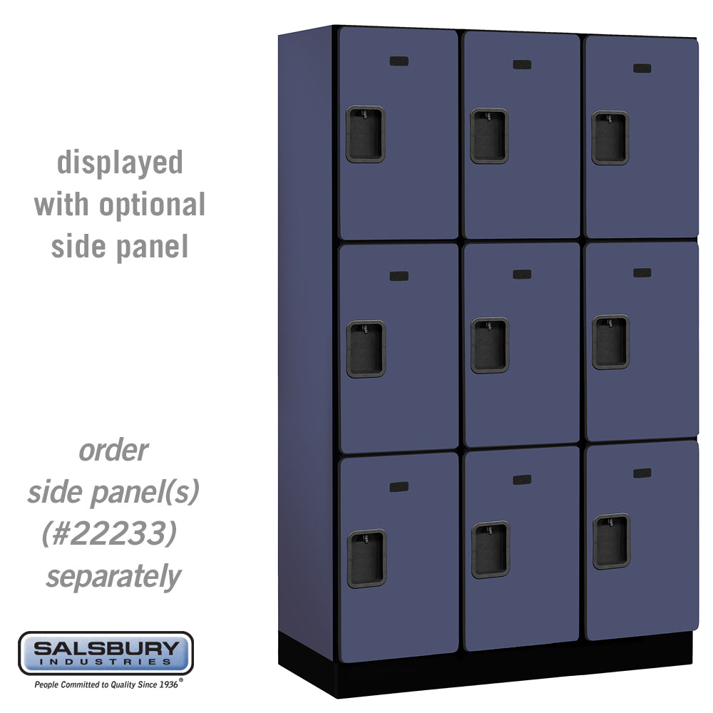 15" Wide Triple Tier Designer Wood Locker - 3 Wide - 6 Feet High - 18 Inches Deep - Blue