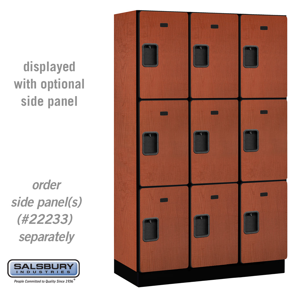 15" Wide Triple Tier Designer Wood Locker - 3 Wide - 6 Feet High - 18 Inches Deep - Cherry