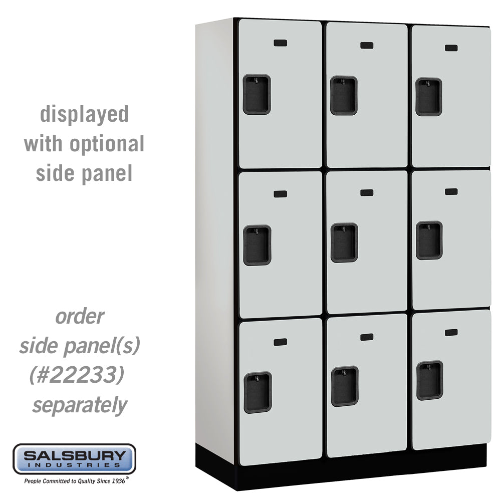 15" Wide Triple Tier Designer Wood Locker - 3 Wide - 6 Feet High - 18 Inches Deep - Gray