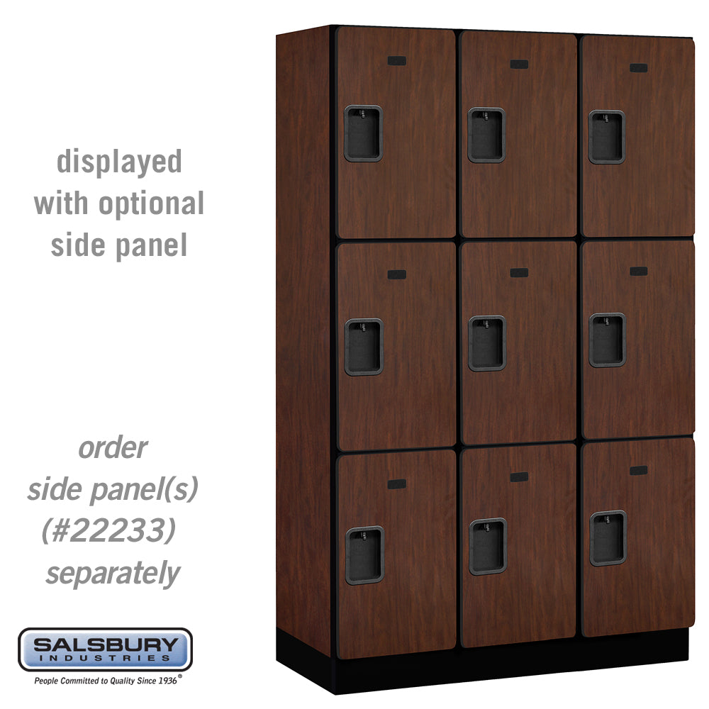 15" Wide Triple Tier Designer Wood Locker - 3 Wide - 6 Feet High - 18 Inches Deep - Mahogany