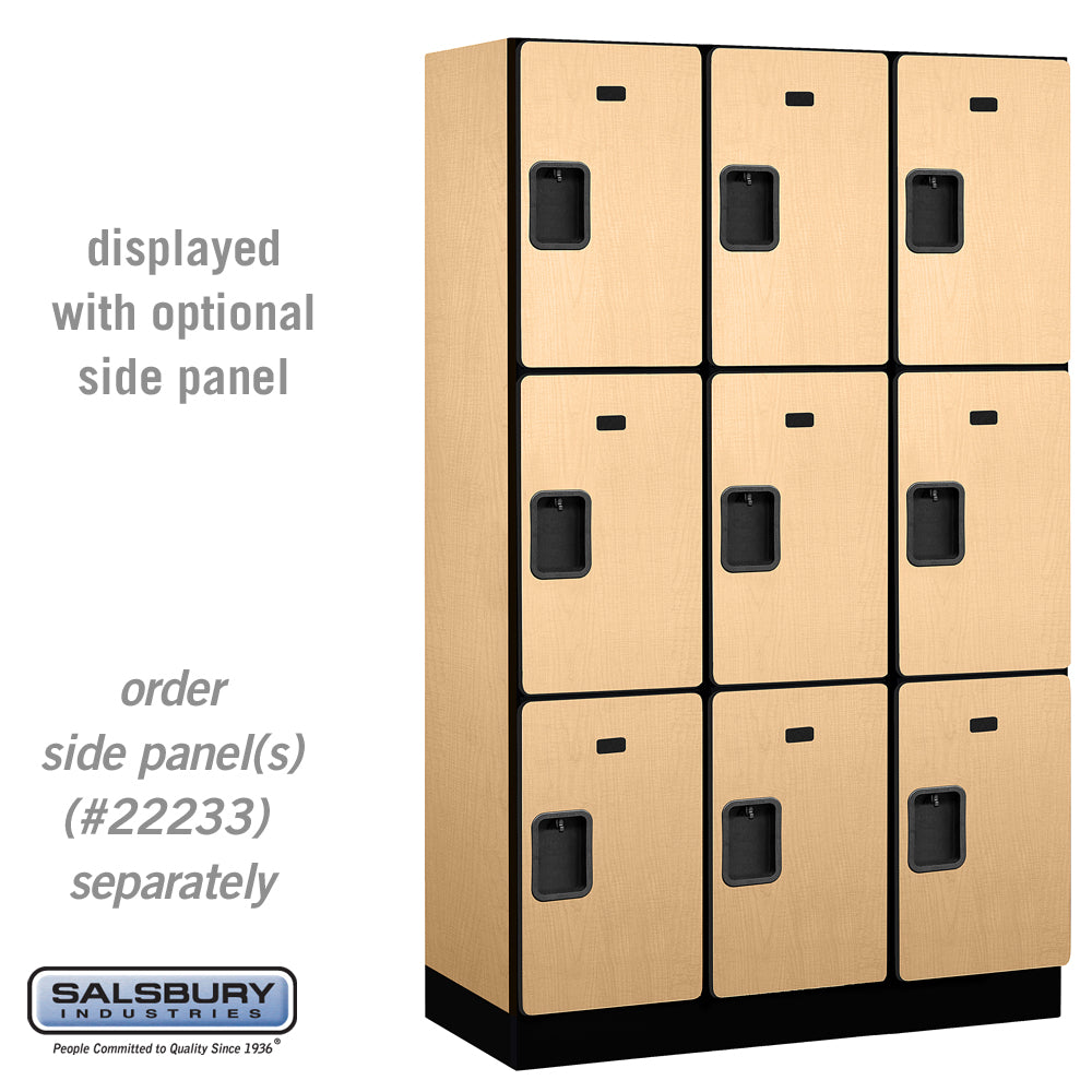 15" Wide Triple Tier Designer Wood Locker - 3 Wide - 6 Feet High - 18 Inches Deep - Maple