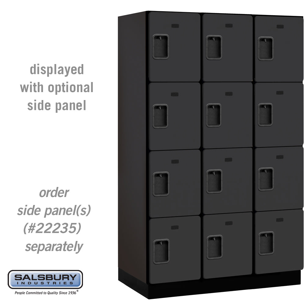 15" Wide Four Tier Designer Wood Locker - 3 Wide - 6 Feet High - 21 Inches Deep - Black