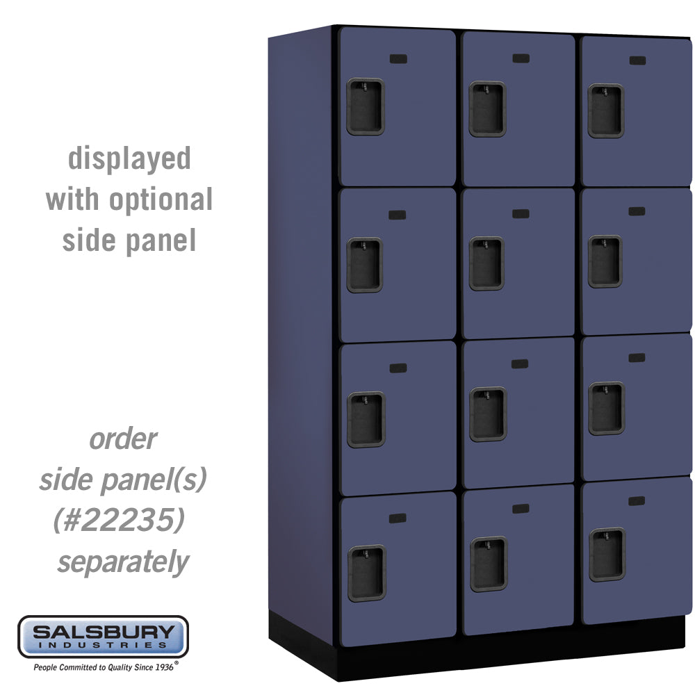 15" Wide Four Tier Designer Wood Locker - 3 Wide - 6 Feet High - 21 Inches Deep - Blue