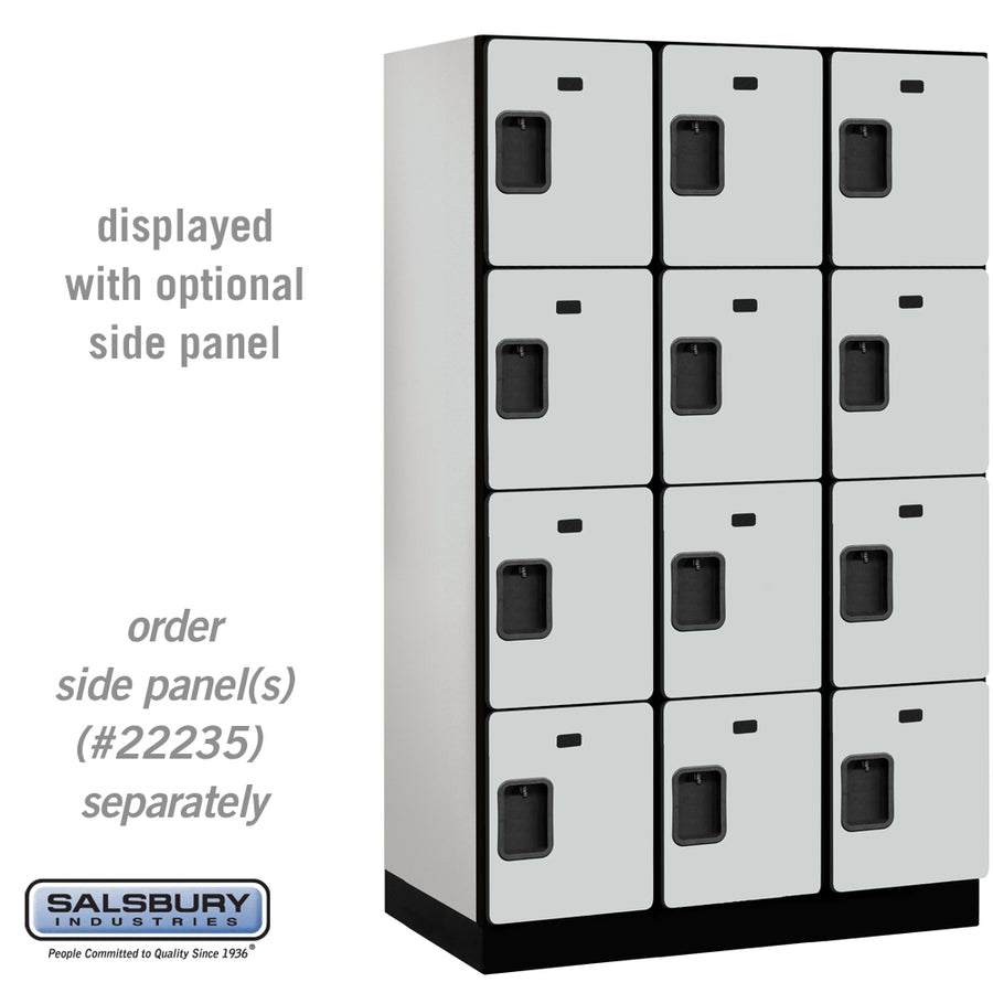 15" Wide Four Tier Designer Wood Locker - 3 Wide - 6 Feet High - 21 Inches Deep - Gray