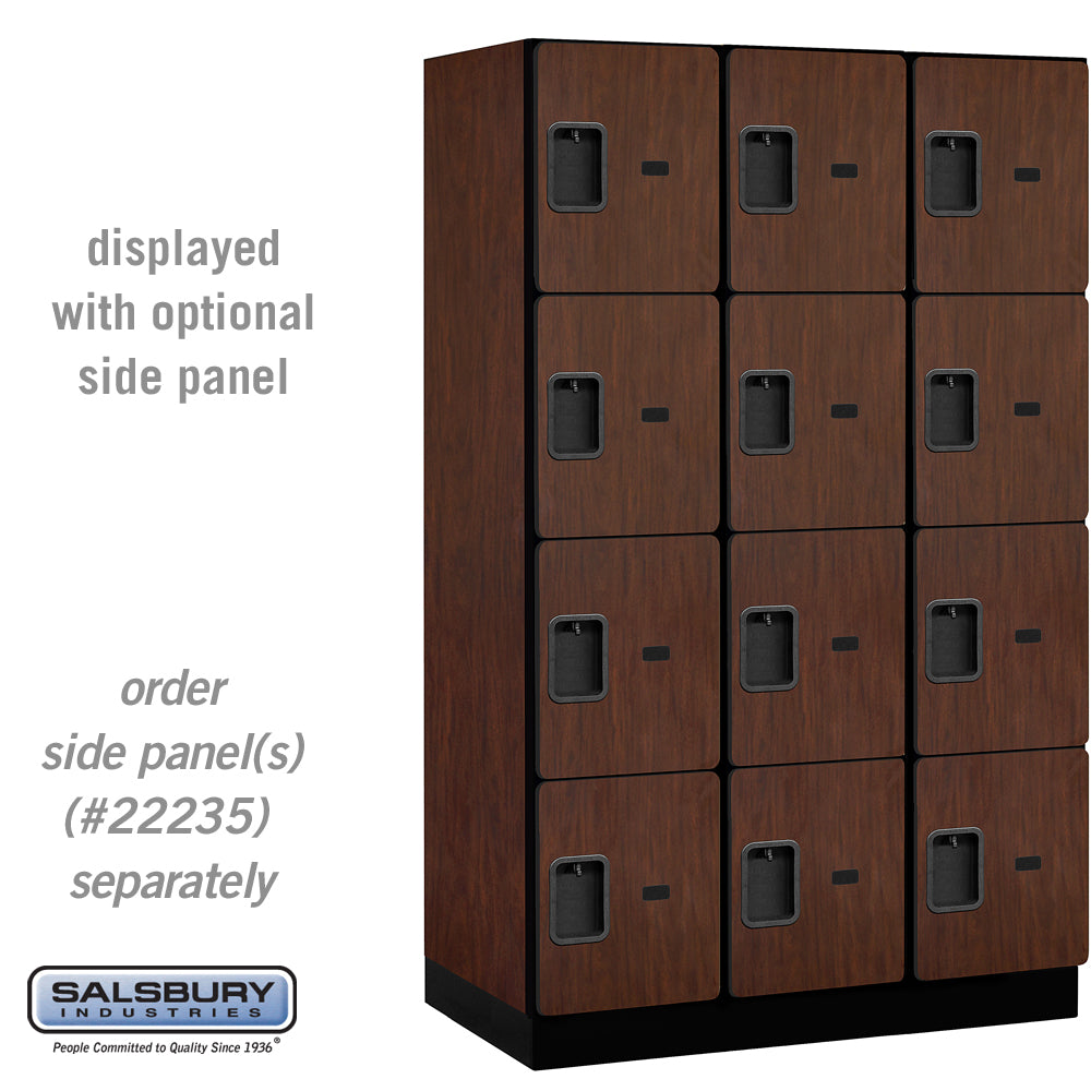 15" Wide Four Tier Designer Wood Locker - 3 Wide - 6 Feet High - 21 Inches Deep - Mahogany