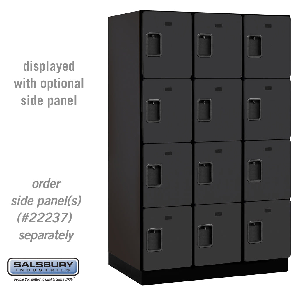 15" Wide Four Tier Designer Wood Locker - 3 Wide - 6 Feet High - 24 Inches Deep - Black