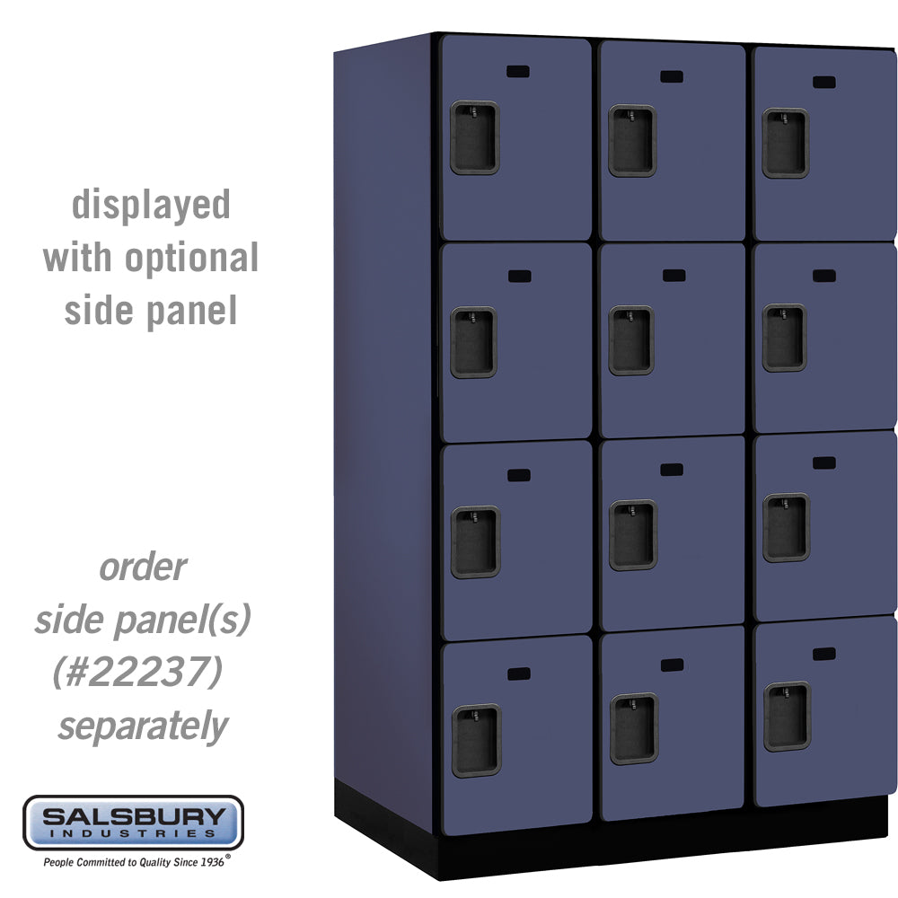 15" Wide Four Tier Designer Wood Locker - 3 Wide - 6 Feet High - 24 Inches Deep - Blue