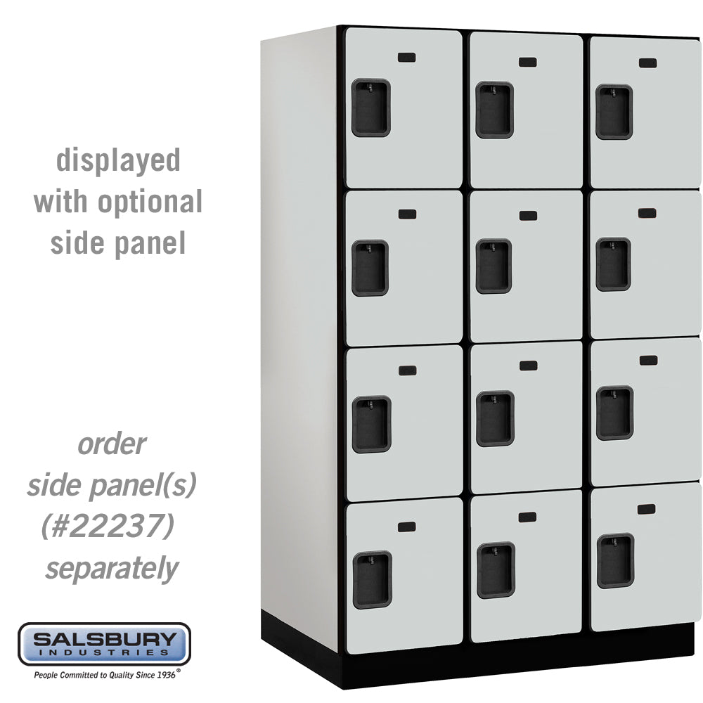 15" Wide Four Tier Designer Wood Locker - 3 Wide - 6 Feet High - 24 Inches Deep - Gray